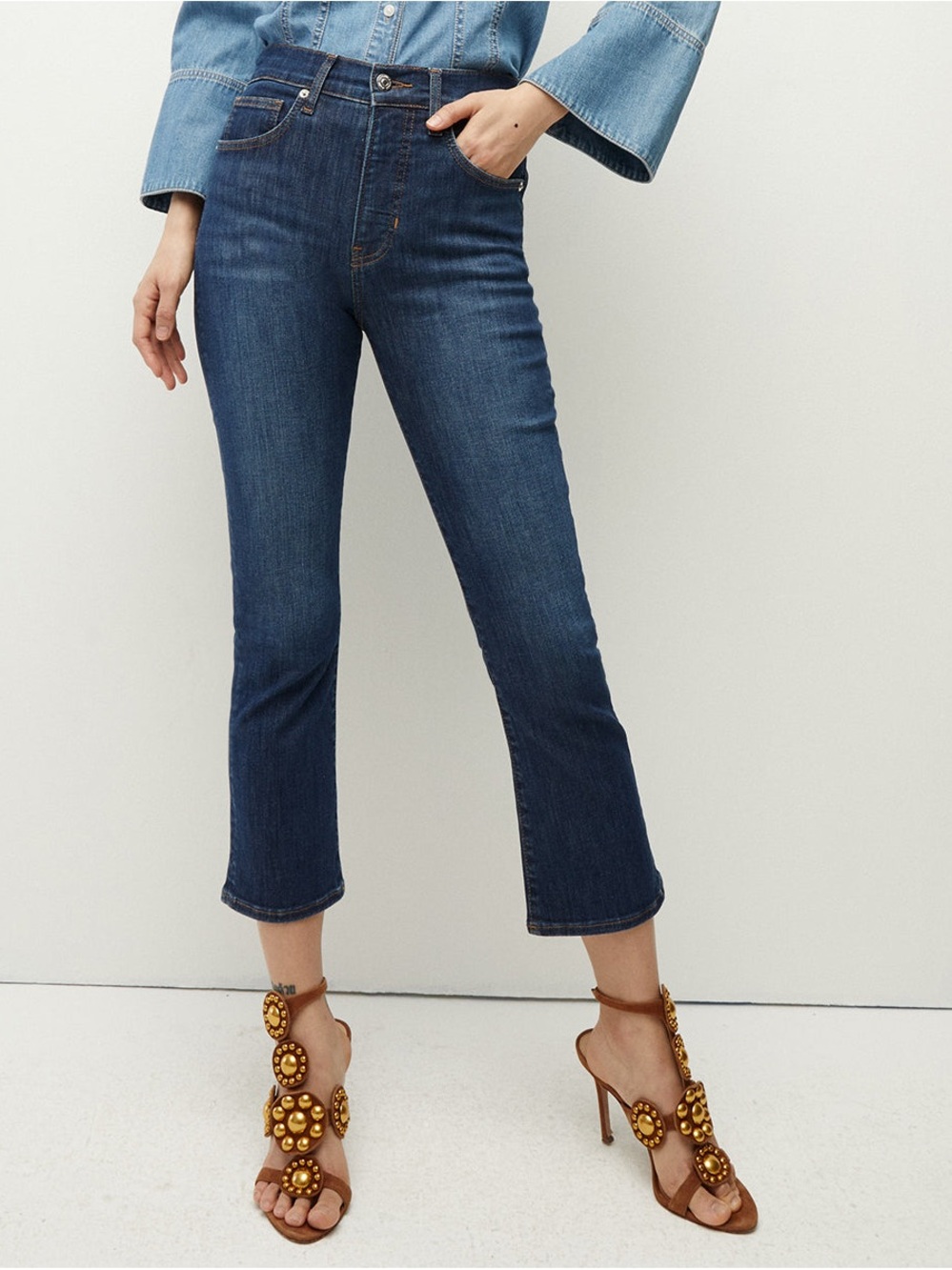 Veronica Beard Jeans Carly Kick Flare High-Rise Blue Jeans Size 24